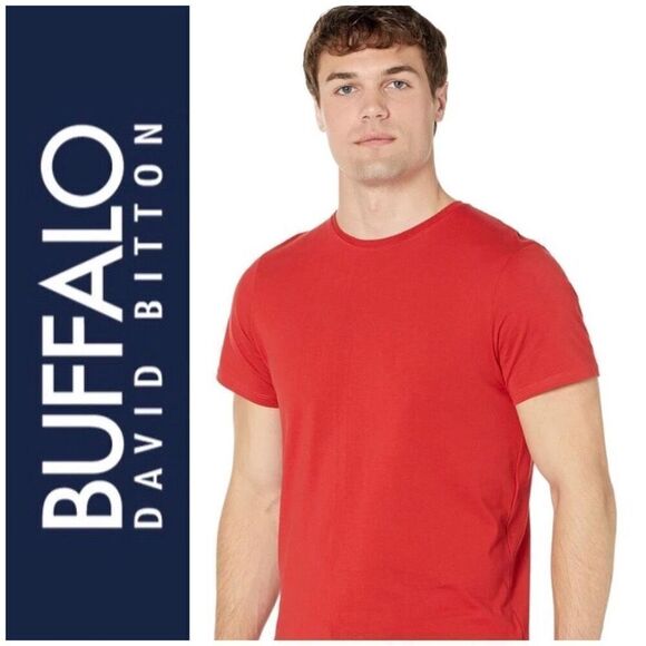 BUFFALO by David Bitton - NWT - Men’s Size Large Crew-Neck, Short Sleeve Tee/Red - Picture 1 of 13